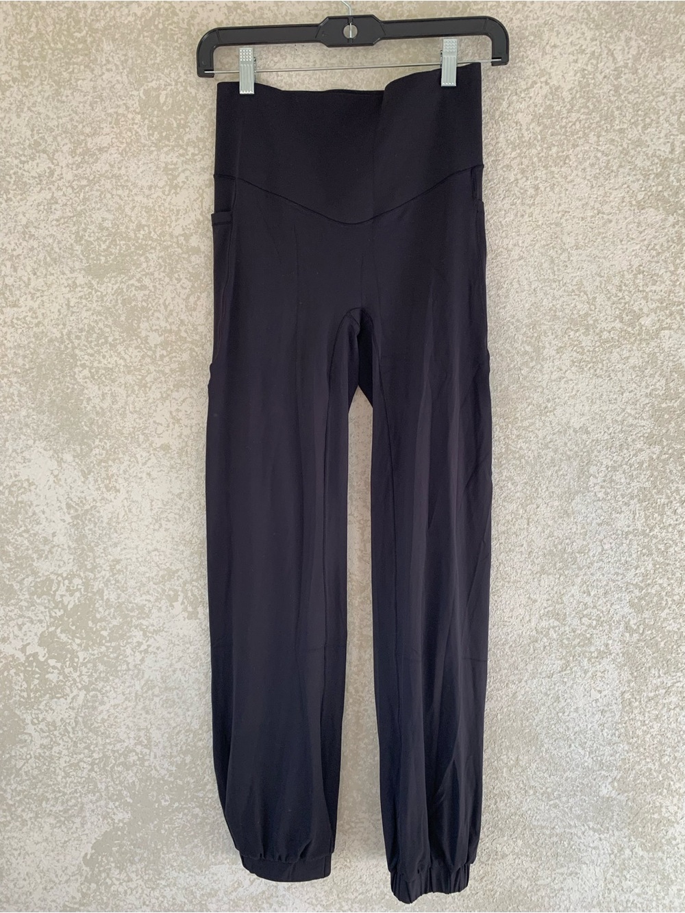 Halara Black High-Waist Track Pants with Tapered Ankles Medium NWT